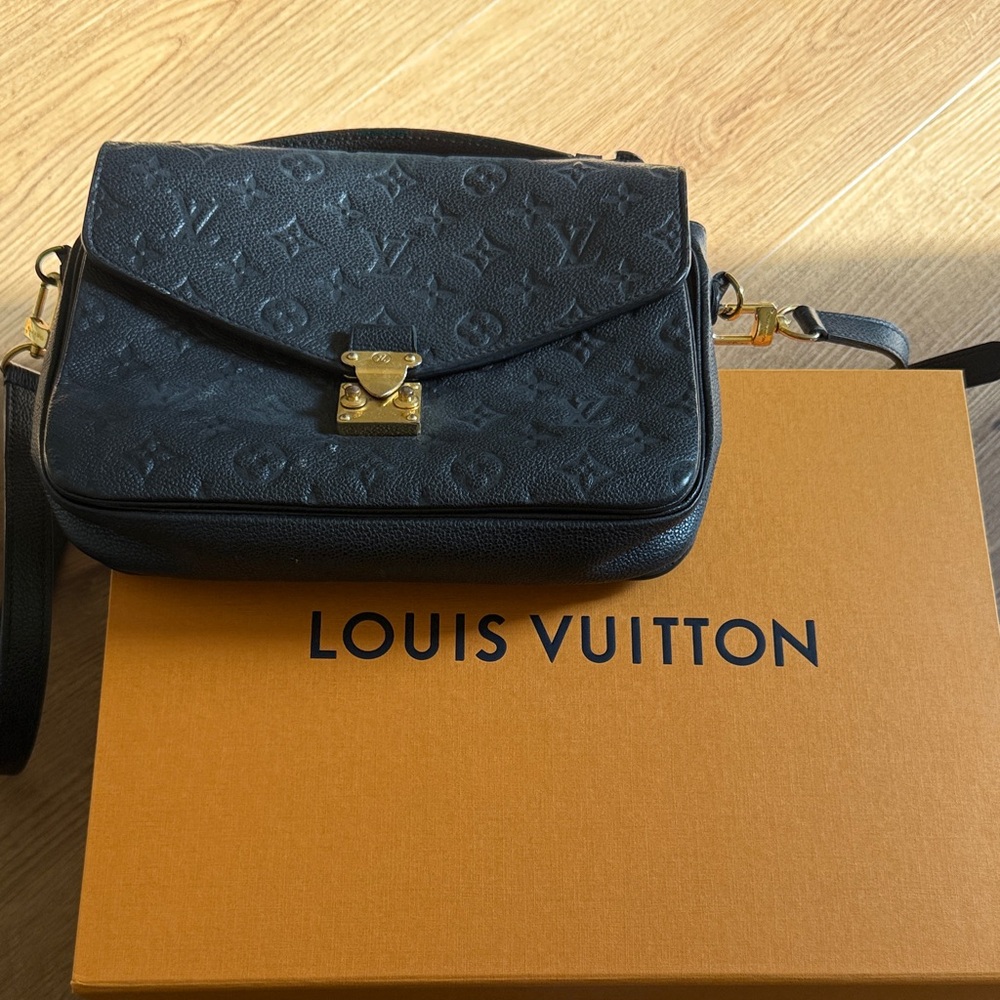 Louis Vuitton Black Crossbody Bag with Gold Accents